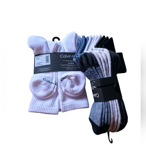 14 Pairs Of Calvin Klein, Levis Men's White and Black Athletic Socks - Picture 2 of 4